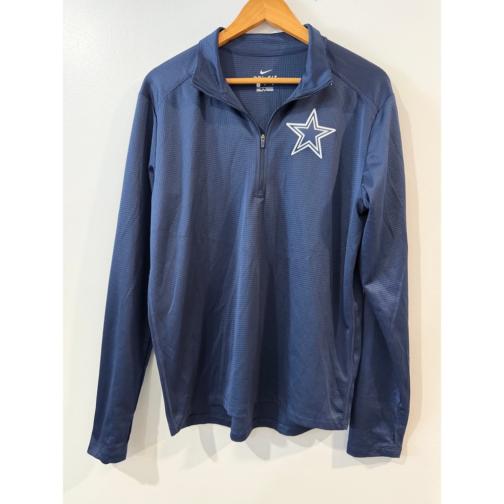 Nike Dri-FIT Dallas Cowboys Mens Navy Blue Quarter Zip Pullover Star Logo M